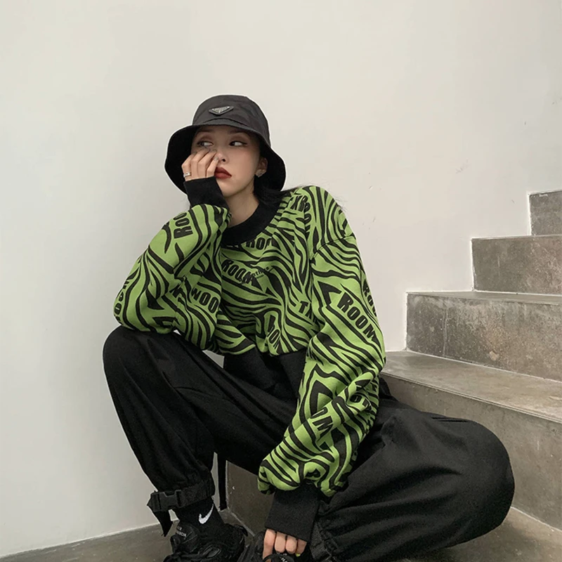 Новинка укороченная Женская одежда с узором зебры большого размера Толстая