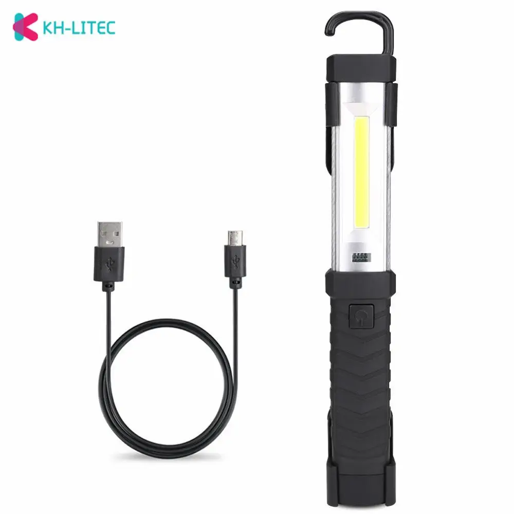 USB COB светодиодный рабочий свет с двойным крючком портативный фонарик магнитом