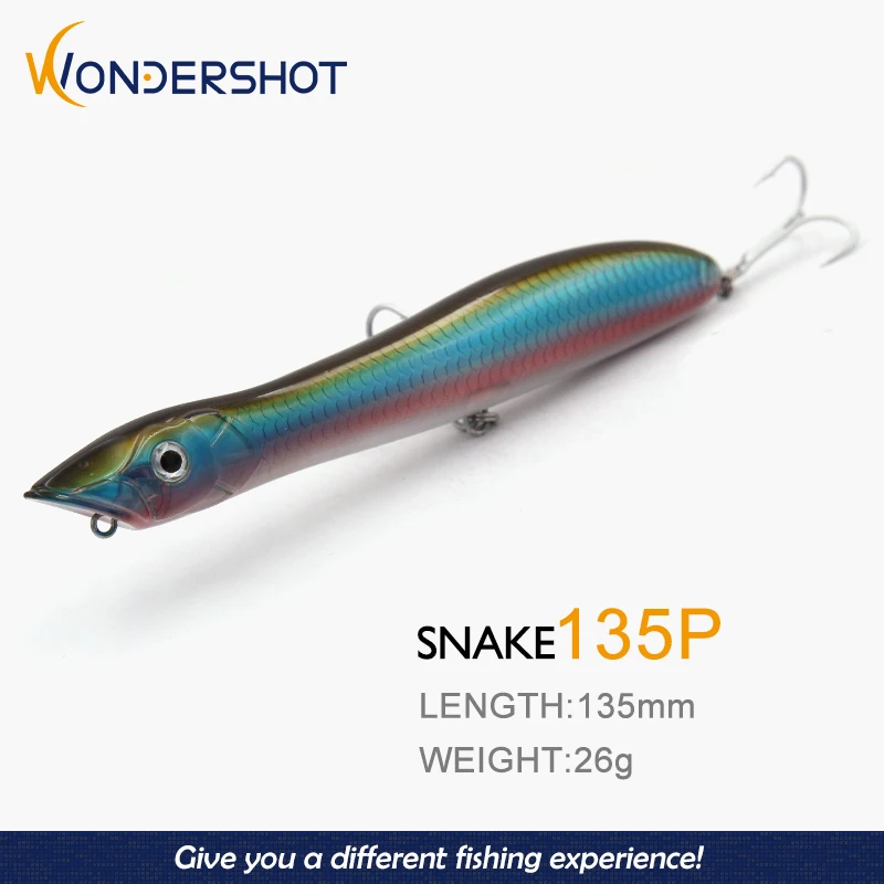 Wondershot B01 135 мм 26 г змеиная голова Поппер верхняя вода плавающий морской окунь