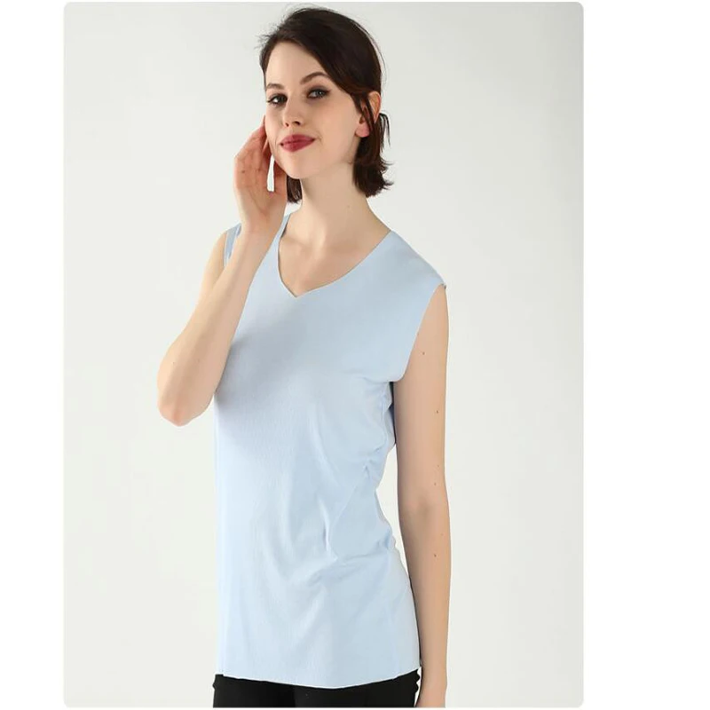 

Shikoroleva Women Vest Sleeveness Summer Cotton Stretch Elastic Light Weight Vests Large 7XL 6XL 5XL Blue Grey White Tank Tops
