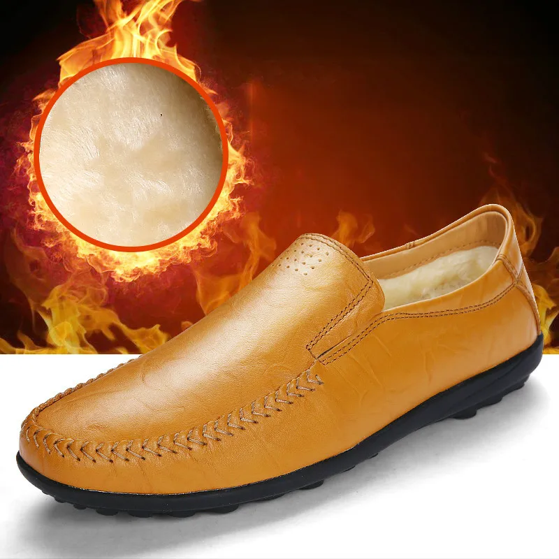 Мужские повседневные туфли из натуральной кожи черные Лоферы без застежки