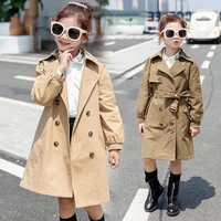 autumn new casual baby girls windbreakers loose cotton kids long coats children fashion solid clothes for 6 8 10 12 years 2021