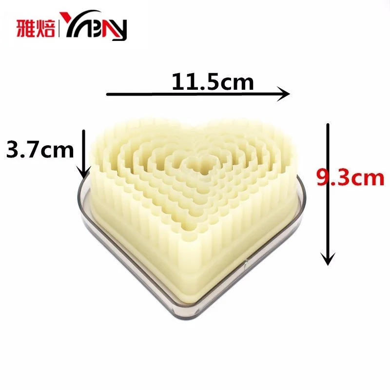 

7PC Heart-shaped nylon cookie cutter YT0023 Yabay High quality and drop resistance Smooth ripples biscuit cutter DIY Baking Tool