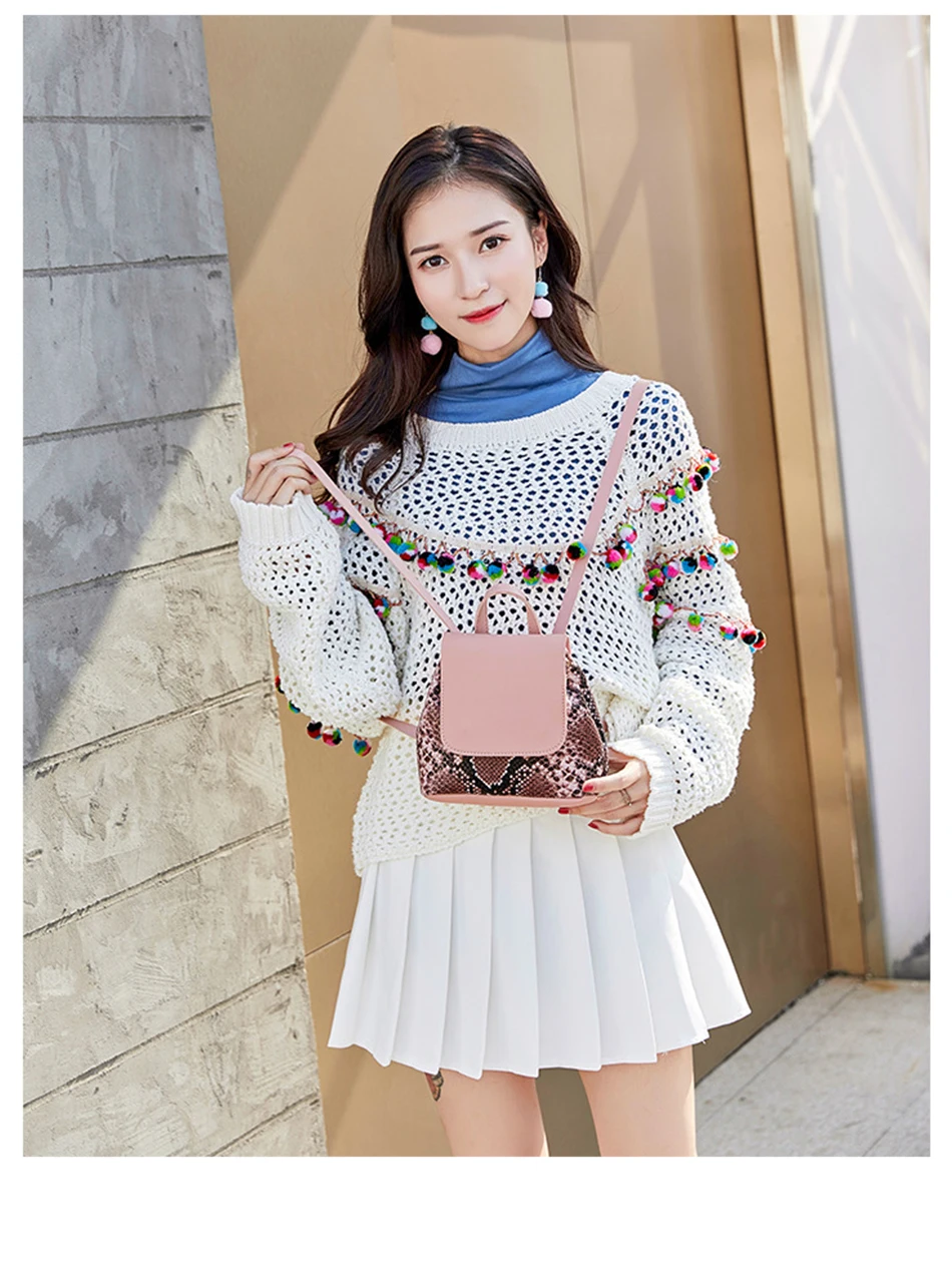Мини-женский рюкзак, брендовые модные маленькие сумки на плечо из искусственной кожи, женская сумочка с принтом змеи, женский рюкзак для девушек