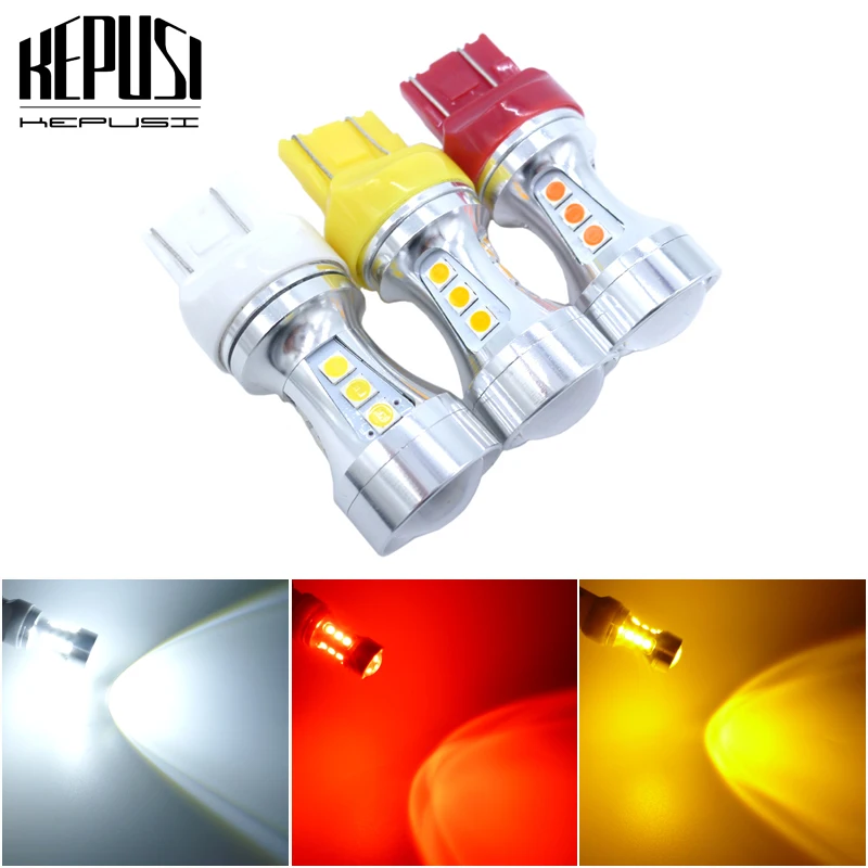 

2x T20 7443 W21/5W LED Bulbs For Front Turn Signal Lamp Reverse Brake Tail Fog Light Daytime Running Lights Amber/Red/White