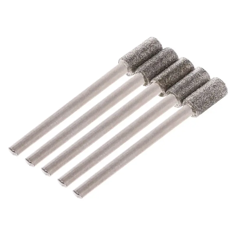 

New 5PCS Diamond Coated Cylindrical Burr 5mm Chainsaw Sharpener Stone File Chain Saw Sharpening Carving Grinding Tools
