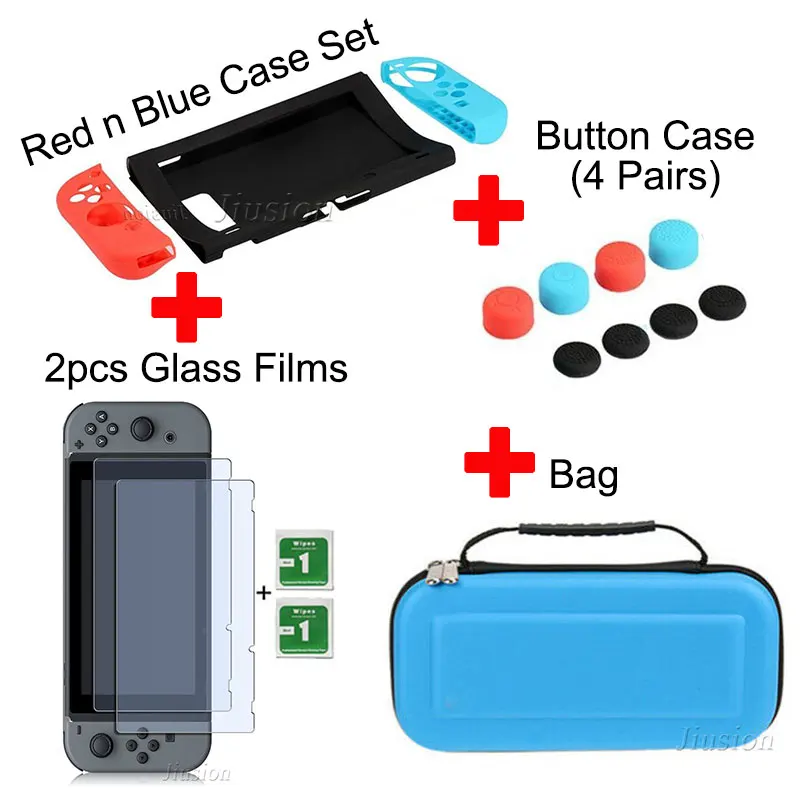 8 in 1 Kit-Blue Портативный жесткий чехол в виде ракушки для нитендо переключатель с водонепроницаемостью EVA сумка для хранения для Nitendo переключатель NS аксессуары для консоли - Цвет: 8 in 1 Kit-Blue