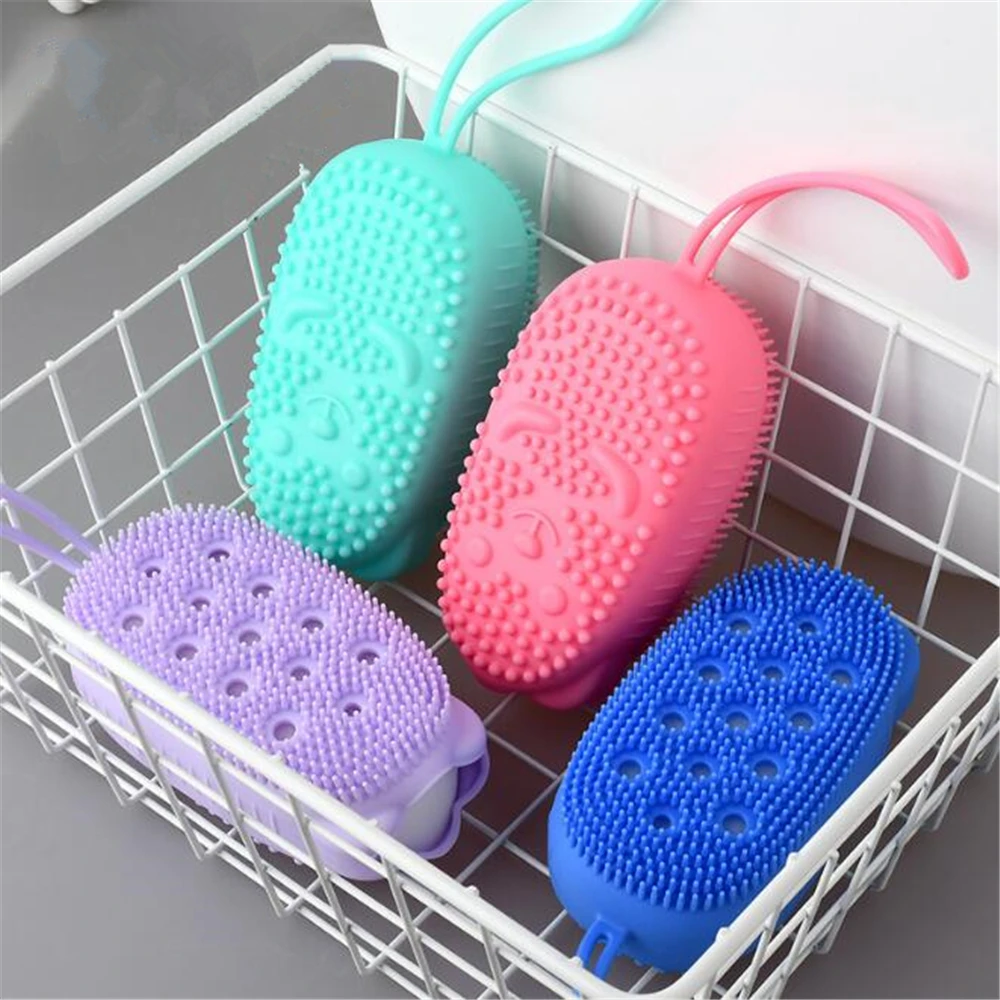 

Silicone Body Scrubber Shower Exfoliating Scrub Sponge Bubble Bath Brush Massager Skin Cleaner Cleaning Pad Bathroom Accessories