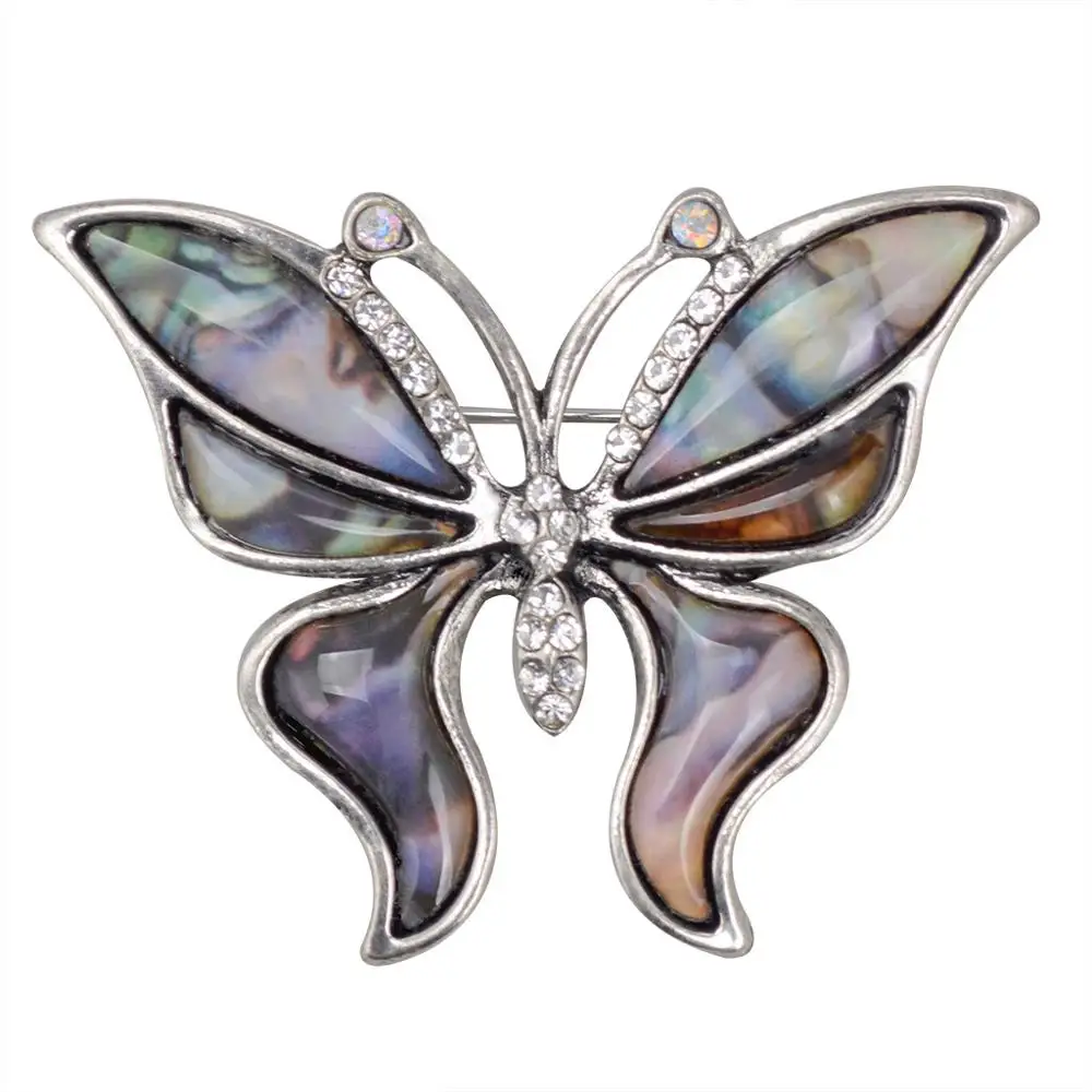 Женская брошь в форме бабочки JUCHAO с кристаллами виде ракушки аксессуары для