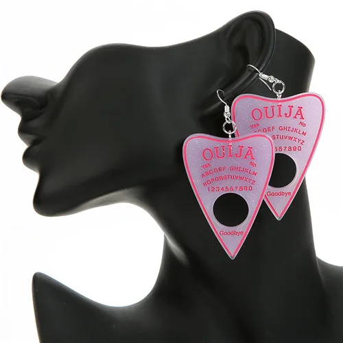 hotpink 1 пара, женские серьги-капли, многоцветная смола, Ouija planchette, амулеты, полимерная серьга для подарка на день рождения, детские женские ювелирные изделия - Окраска металла: hotpink