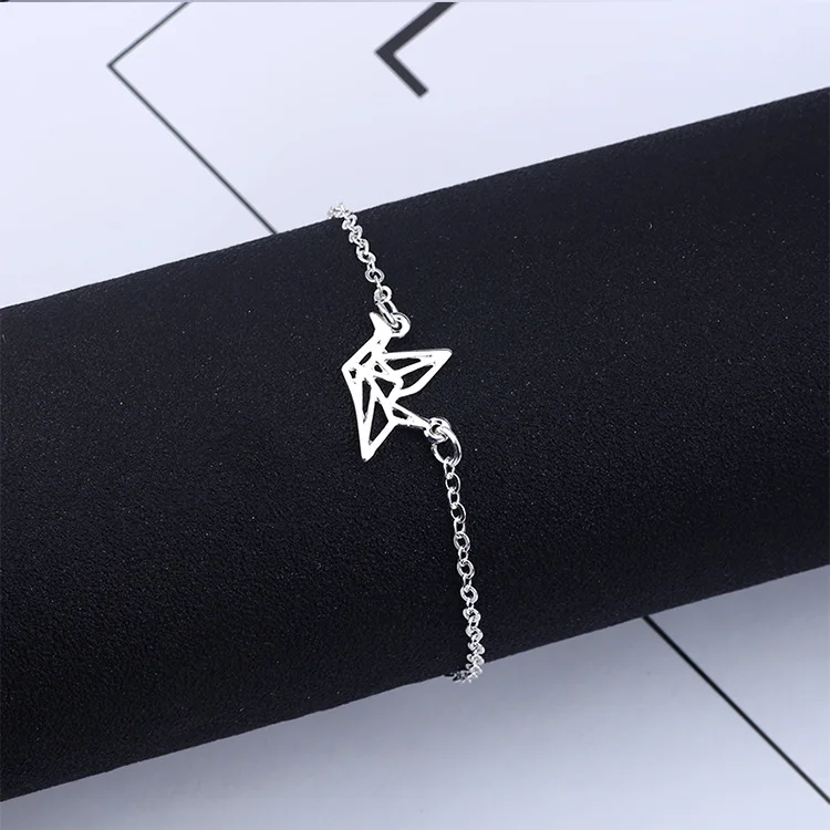 2021 Creative Origami paper crane charm bracelets elegant animal jewelry Nice gift Women fashion Bracelets | Украшения и