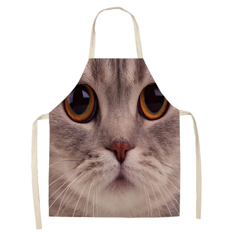 1 шт. кошка тигр Собака Сова Кухонный Фартук с принтом без рукавов из хлопка и льна