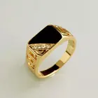 Модные Классические Золотые бриллиантовые черные эмалевые кольца, мужские ювелирные изделия, подарки на Рождество, мужские и женские кольца