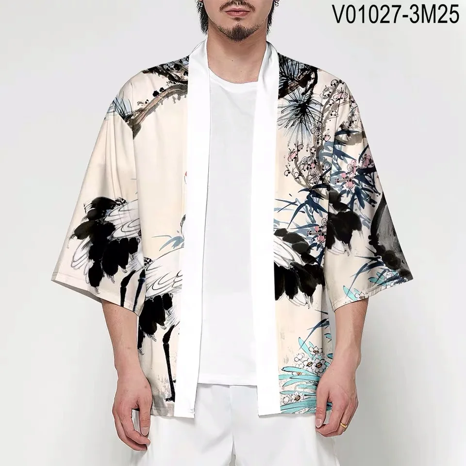 

Japanese Kimono Haori Yukata Boys Streetwear Cardigan Fashion 3D Cool Short Sleeve Cosplay Summer Casual Printing Women/mens
