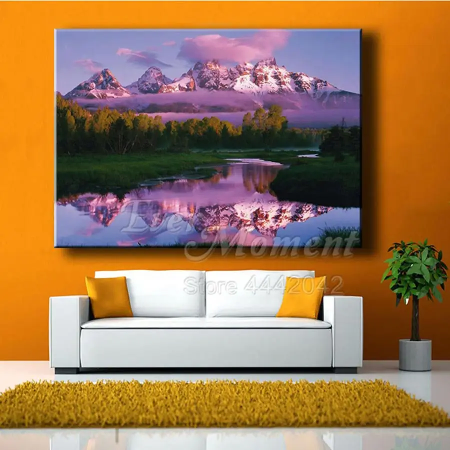 Когда-нибудь момент алмазов картина пейзаж горная река Пейзаж Деревья Картина с