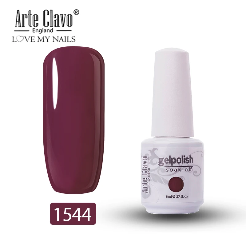 1544 Arte Clavo 8 мл Гель-лак для ногтей набор маникюрный лак Топ Светодиодный УФ-гель лак удаляющийся замачиванием блеск для ногтей гель для украшения лака - Цвет: 1544