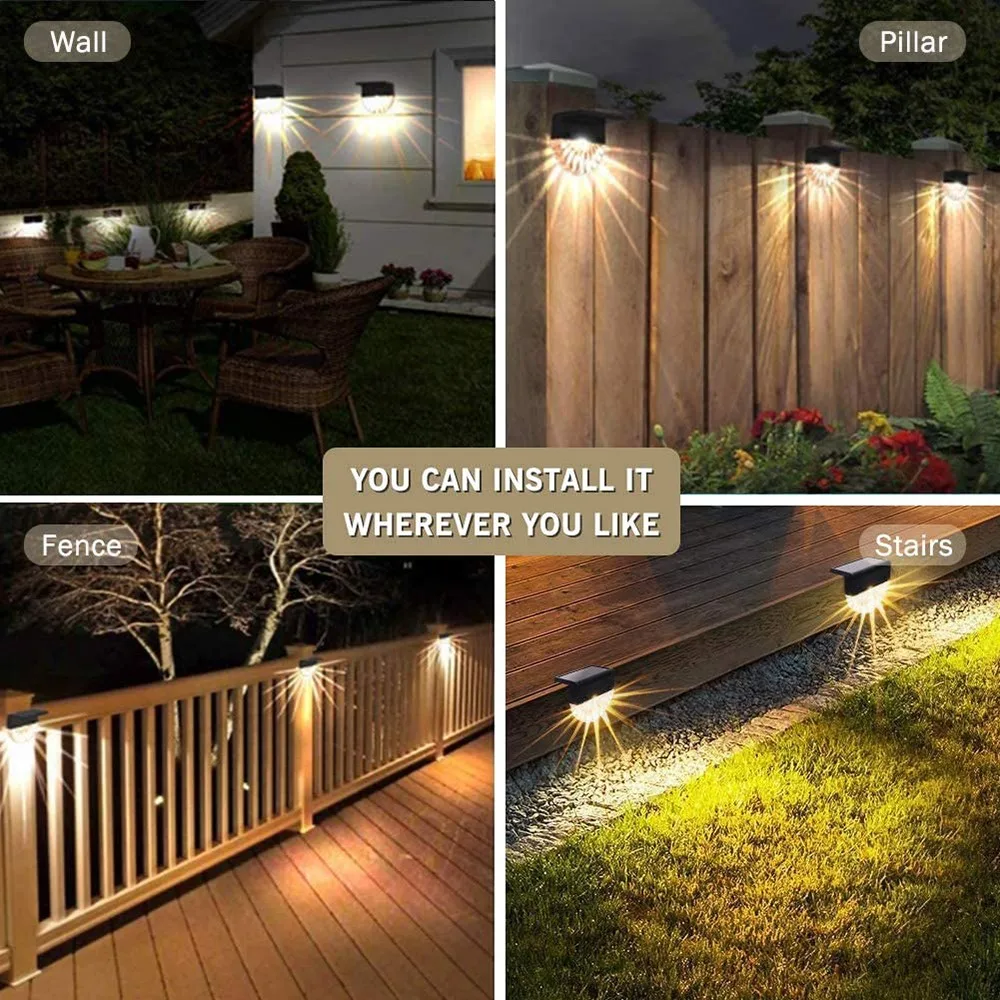 

Solar Deck Light Outdoor Waterproof LED Solar Fence Lights for Patio Stairs Yard Garden Step Warm White/Color Changing Lighting