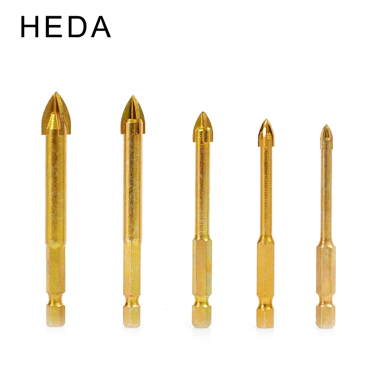 

5/6/8/10/12 мм 5 шт. крест шестигранные сверла набор Титан покрытием Стекло Керамика бетона Расширитель отверстий 4 лопасти твердосплавные сверла