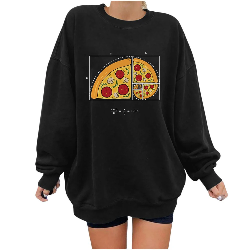 Забавный Свитшот Fibonacci с изображением золотистой корочки пиццы повседневный