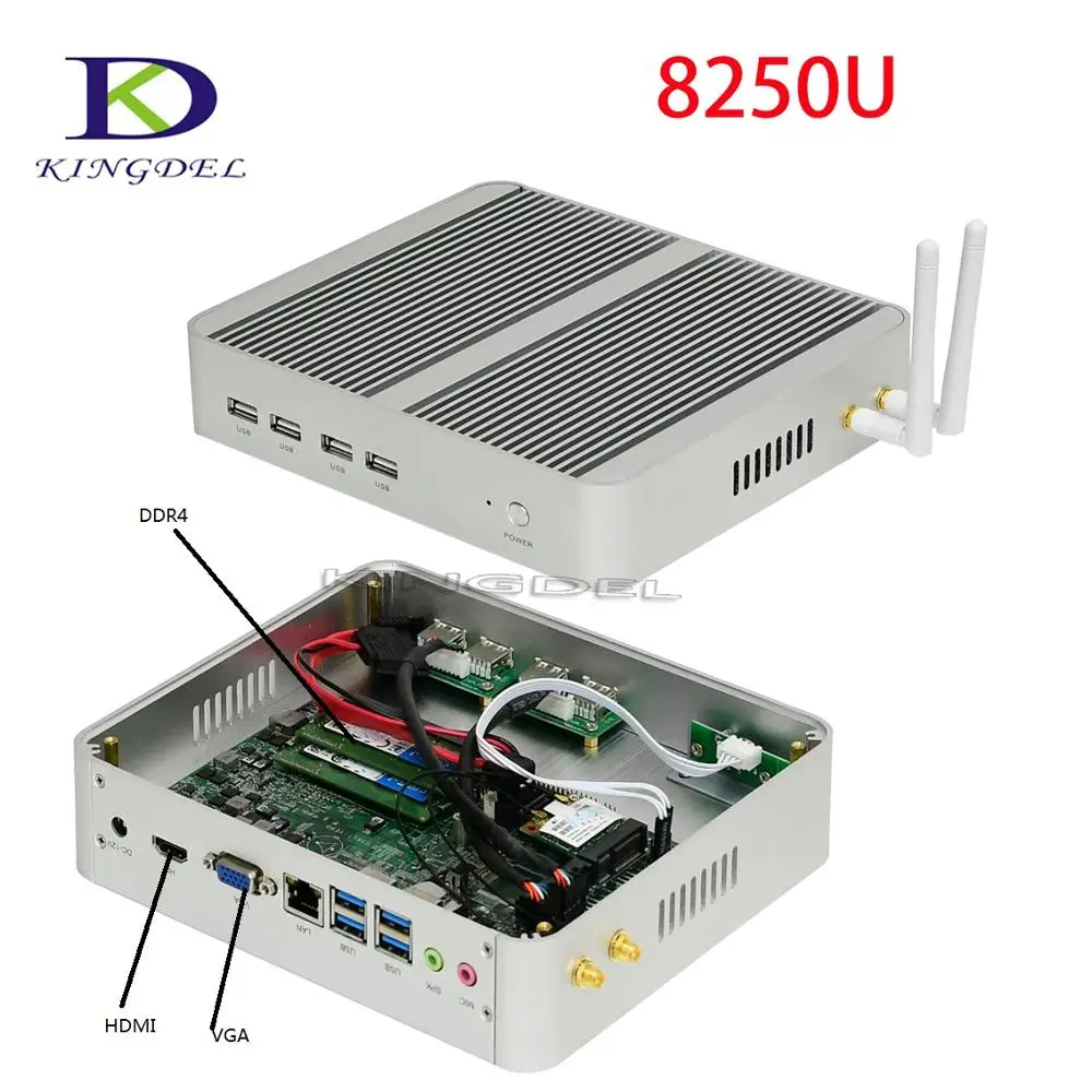Nuc безвентиляторный HTPC неттоп Мини ПК Intel Core i7 8550U/6567U i5 8250U/7260U 2 * DDR4 M.2 + Msata 5 ''SATA