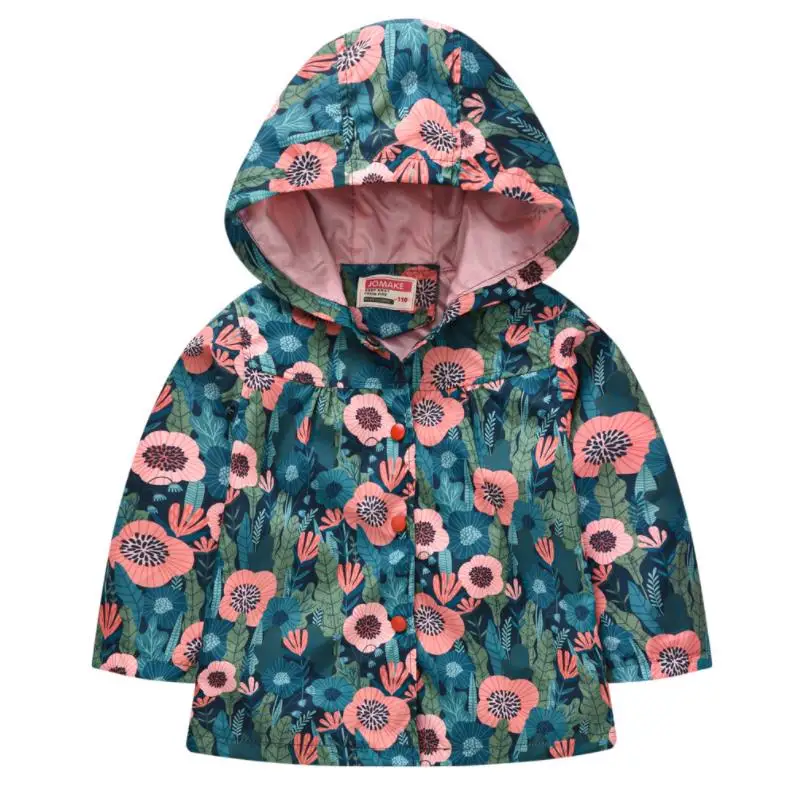 Купи Girls Jackets Spring Autumn Waterproof Kids Jacket Windbreaker Coat printing Hooded Casual Girls Raincoat 2-6YChildren Clothing за 482 рублей в магазине AliExpress