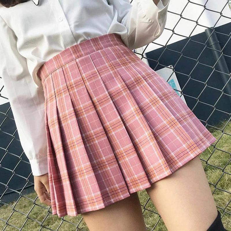 XS-3XL Plaid Summer Women Skirt 2021 High Waist Stitching Student Pleated Skirts Cute Sweet Girls Dance Mini | Женская одежда