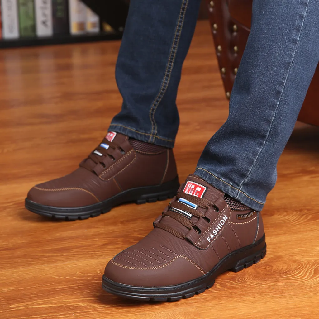 Мужская повседневная обувь; модная зимняя обувь; zapatillas hombre; теплая зимняя обувь из хлопка; обувь с мягкими вставками для папы; нескользящая обувь на высоком каблуке со шнуровкой