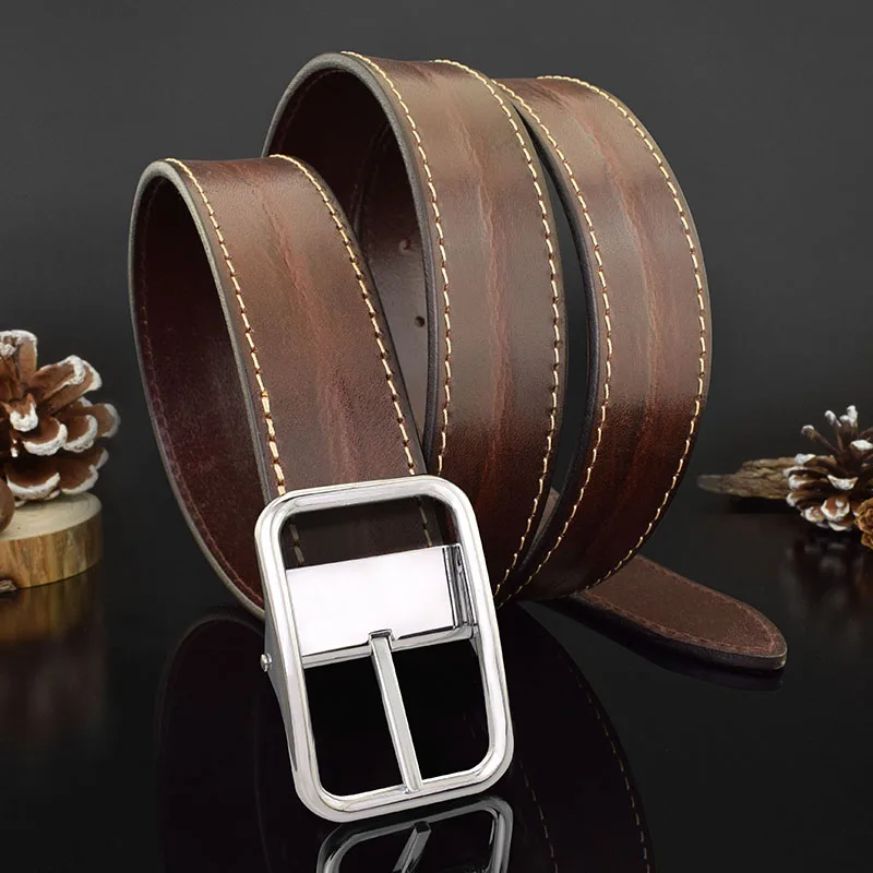 Top Layer Leather Cowskin Genuine Leather Belts Male Belt For Jeans Classical Designer Strap Vintage Pin Buckle Belts For Men