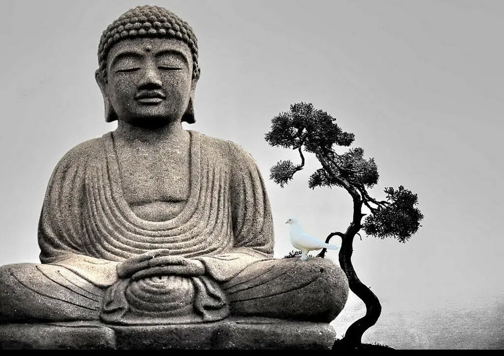 

Buddha and Dove Art Silk Poster Print 24x36inch