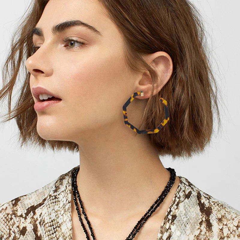 Леопардовые серьги большие акриловые серьги-кольца для женщин серьга Boho 2019