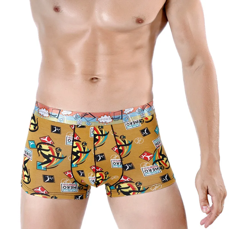 Боксеры мужские с мультяшным принтом пикантное нижнее белье удобные дышащие