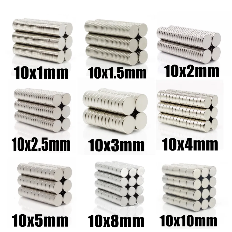 20 ~ 500 шт круглый магнит 10x1 10x2 10x3 10x4 10x5 10X8 10x10 неодимовый постоянный NdFeB супер