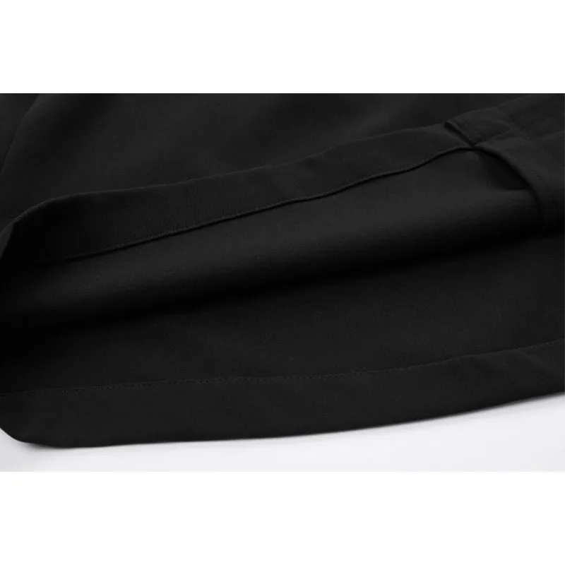 Черное клетчатое женское шикарное модное платье-рубашка средней длины на