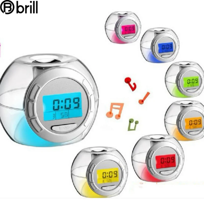 

Креативные цифровые часы-будильник с ЖК-дисплеем, цветные светящиеся электронные часы, Круглый вечный календарь, настольные часы, подарок