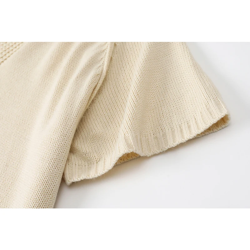 Женский Короткий трикотажный свитер винтажный тонкий пуловер с коротким рукавом