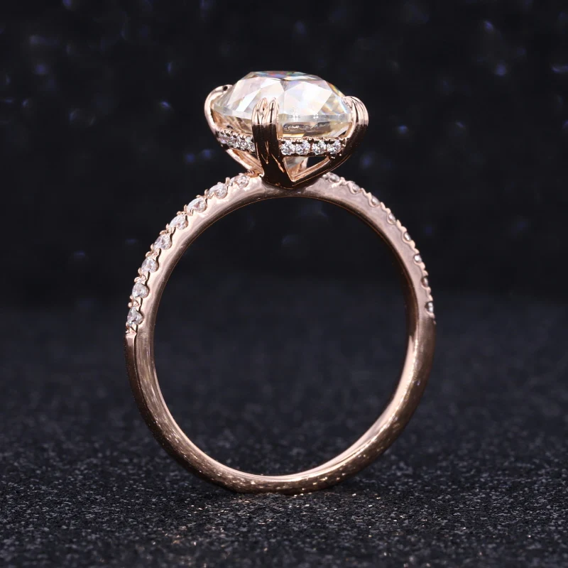 Удлиненная форма муассанит розовое золото 10 карат свадебное кольцо вечности с