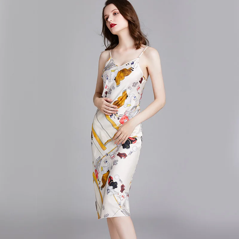

Women Nightdress Sexy dress Soft Comfortable Satin Lace Sleepwear nightgown Summer Autumn Sling V-neck camisola sexy