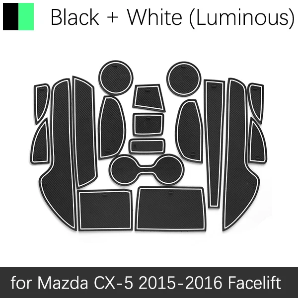 White Luminous Противоскользящая резиновая подушка для чашки, коврик для двери для Mazda CX-5, подтяжка лица CX5 CX 5 MK1, стиль, аксессуары, коврик для телефона - Название цвета: White Luminous