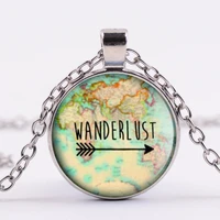 new wanderlust art photo cabochon glass pendant necklace wanderlust jewelry accessories for wanderlust creative gifts