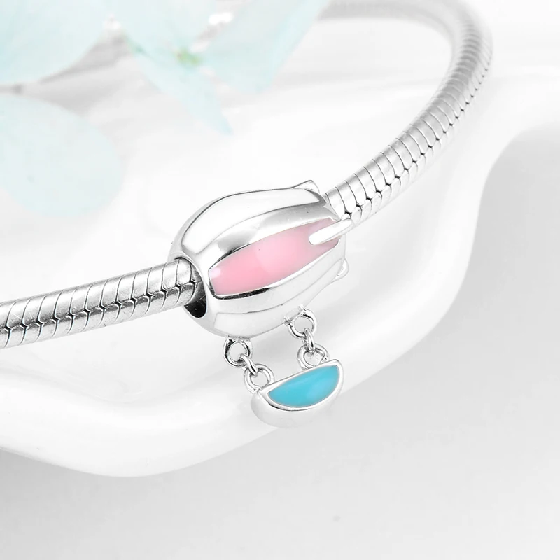 Цветные карамельные свисающие болтающиеся с синими эмалевыми бусинами