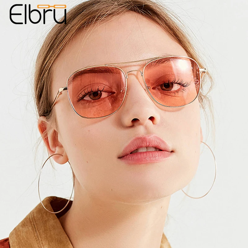 

Солнечные очки-авиаторы Elbru в стиле ретро для женщин, классические солнцезащитные аксессуары в металлической оправе, с прозрачными цветным...