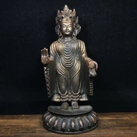 tibet buddhism old bronze cinnabar lacquer chantan kungfu buddha south china sea guanyin bodhisattva statue enshrine the buddha