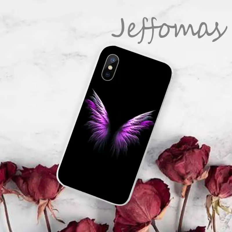 

Angel wings feather Phone Case Transparent for iPhone 11 12 mini pro XS MAX 8 7 6 6S Plus X 5S SE 2020 XR