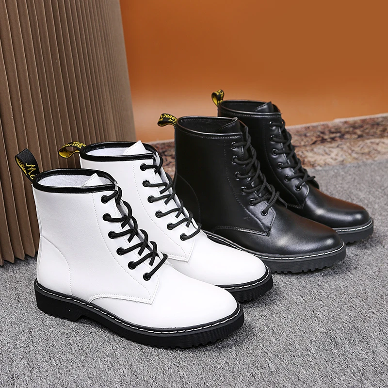 

Женские ботинки из ПУ кожи, на шнуровке, с круглым носком, размер 43