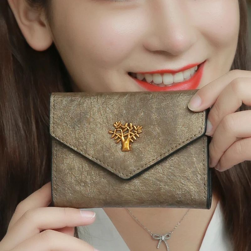 

New Vintage Women Wallets Leather Short Wallet Hasp Female Small Wallet Coin Purse Card Holder Green Wallet for Ladies Money Bag