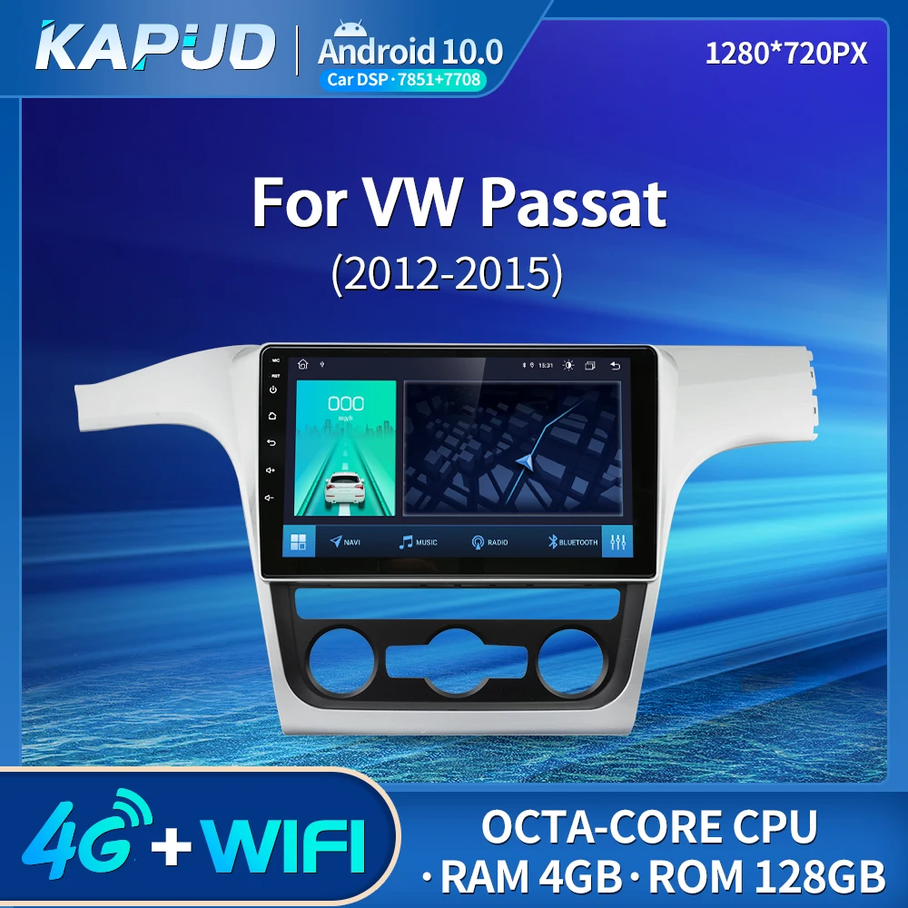 

Kapud Android 10 Auto Radio 10.1" Car Multimedia Player Stereo For Volkswagen Passat B7 2012-2015 BT GPS Navigation