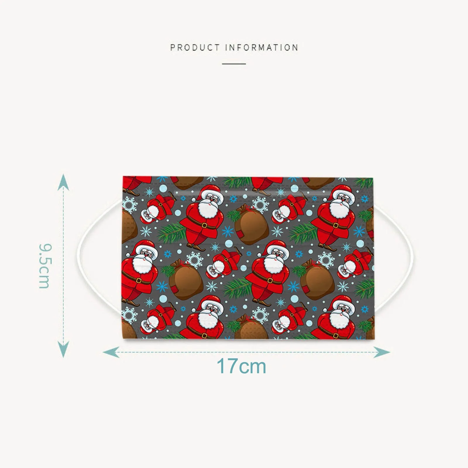 

10pcs Christmas Printed Masks For Adult Disposable High-quality Mask 3Ply Non-woven Breathable Mask Face Cover mascarilla