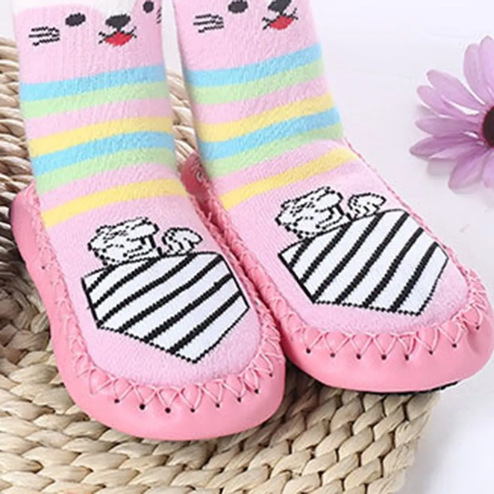 OUTAD/Детские носки с резиновой подошвой для новорожденных Осень-зима детские