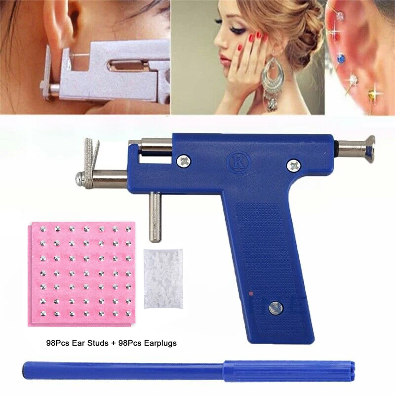 

Ear Piercing Kit Asepsis Disposable Healthy Safety Earring Piercer Tool Machine Kit Studs Fashion Body Jewelry with 98 Ear Studs