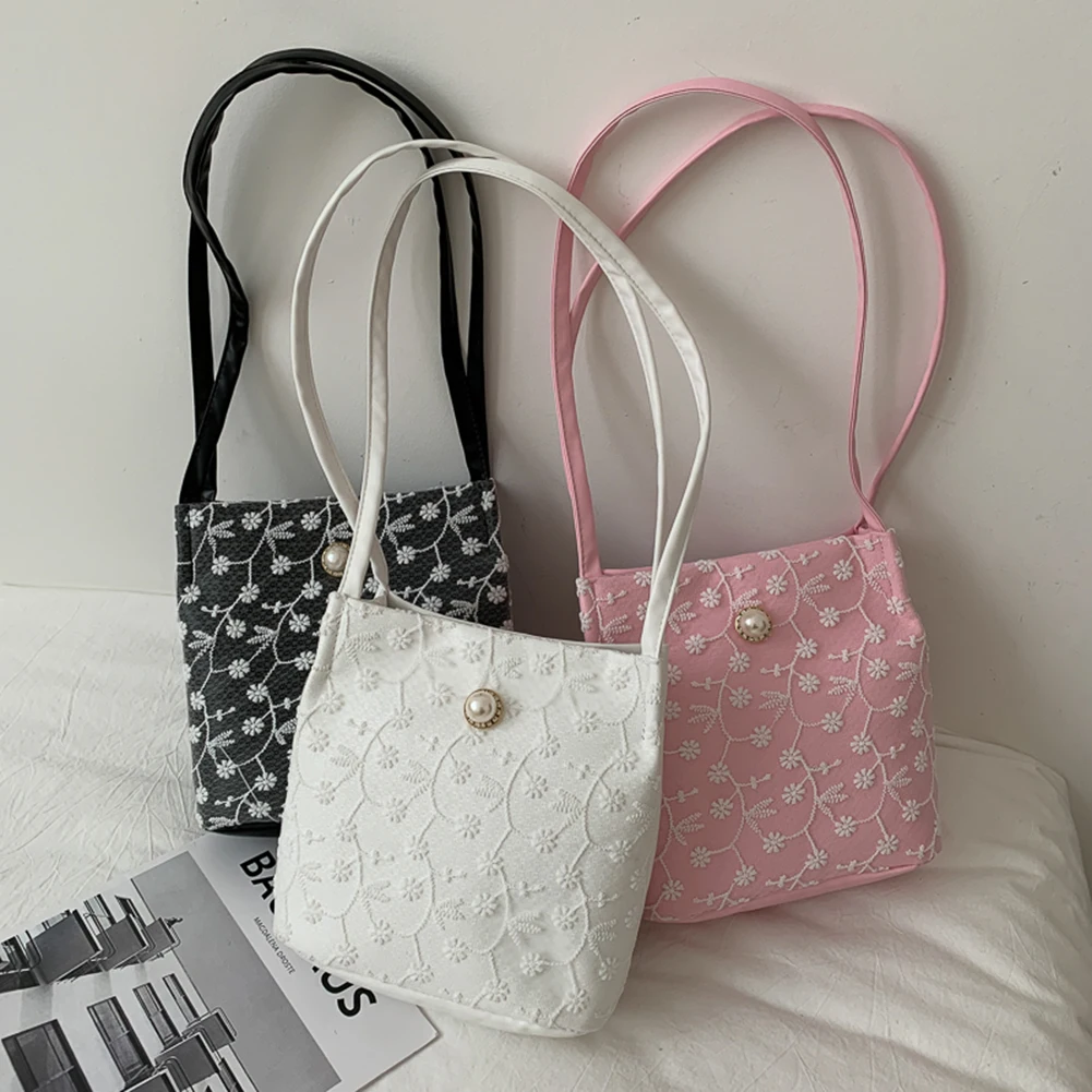 

Элегантная женская кружевная сумка с вышивкой, вместительные сумки через плечо для подмышек, женские сетчатые пляжные дорожные сумки-тоуты...